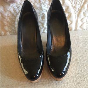 Stuart Weitzman Corkswoon Black Patent Leather